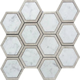 Apollo Tile (Sample) Floor and Wall Tile Wooden Gray and White 4-in x 4-in Polished Marble Honeycomb Patterned Floor and Wall Tile