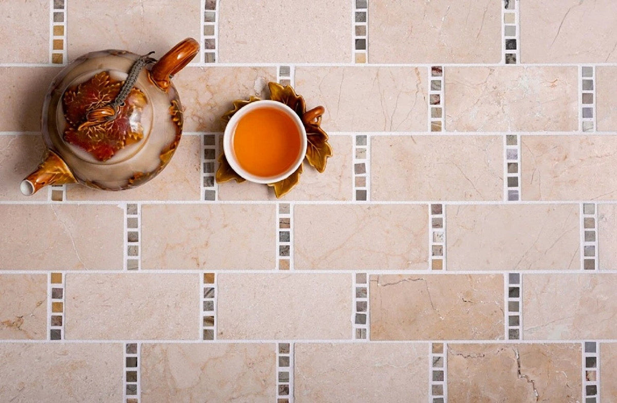 Apollo Tile (Sample) Beige 4-in x 4-in Polished Marble Brick Patterned Floor and Wall Tile