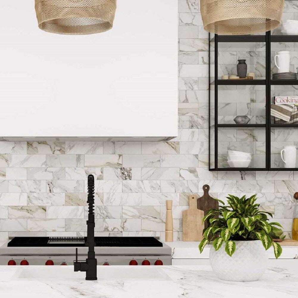 Apollo Tile (Sample) Floor and Wall Tile White 4-in x 4-in Polished Marble Subway Floor and Wall Tile