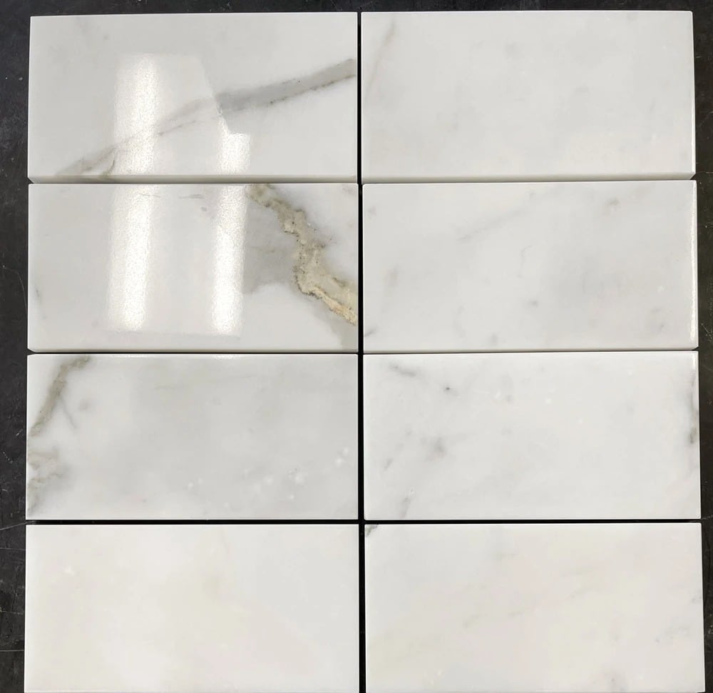 Apollo Tile (Sample) Floor and Wall Tile White 3-in x 6-in Polished Marble Subway Floor and Wall Tile
