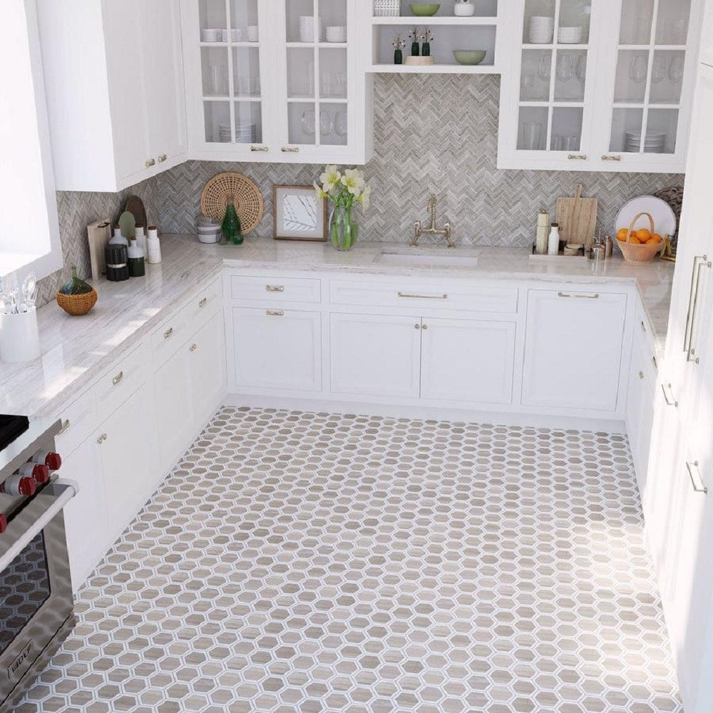 Apollo Tile (Sample) Floor and Wall Tile Wooden Gray 4-in x 4-in Polished Marble Herringbone Patterned Floor and Wall Tile