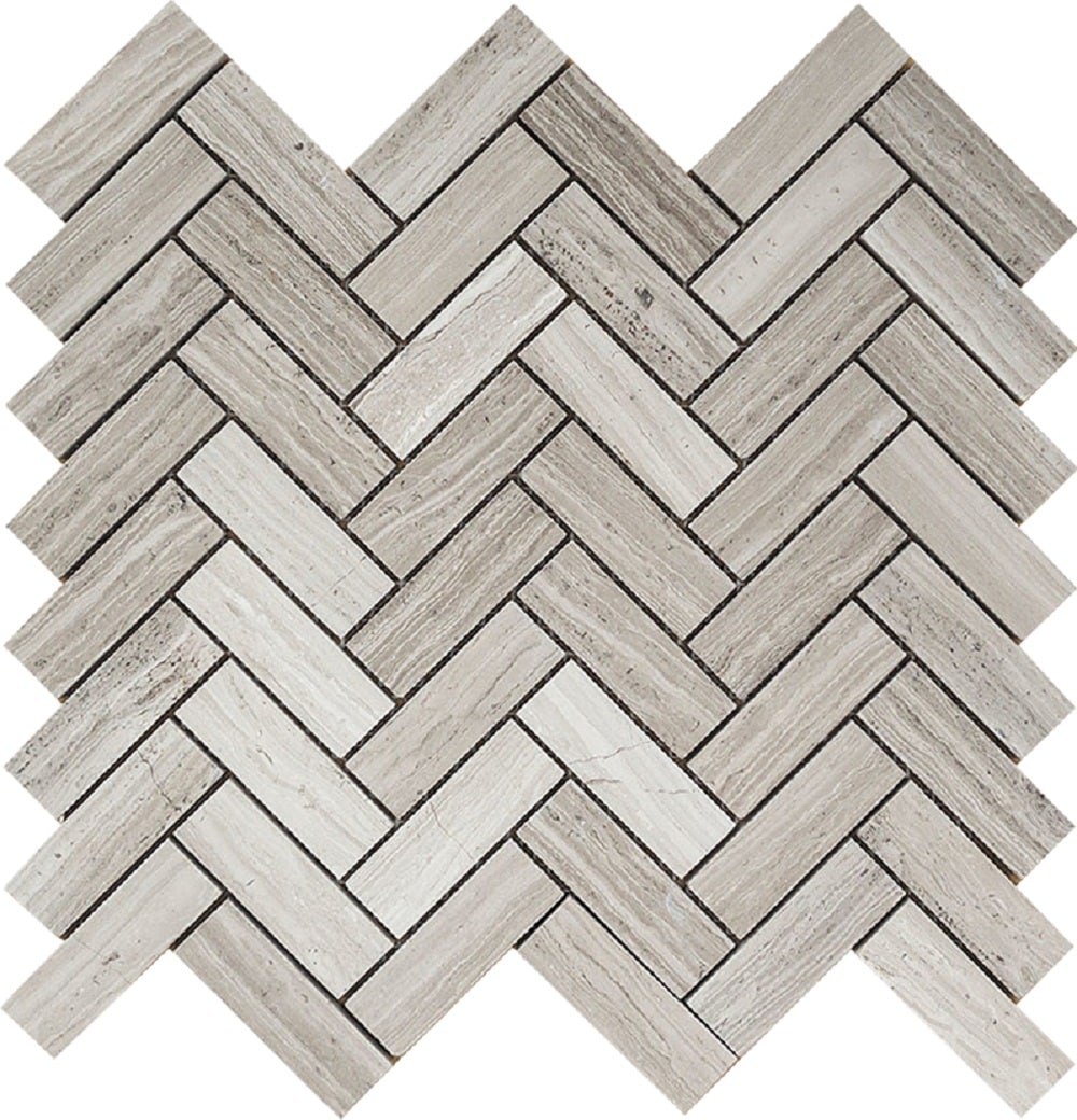 Apollo Tile (Sample) Floor and Wall Tile Wooden Gray 4-in x 4-in Polished Marble Herringbone Patterned Floor and Wall Tile