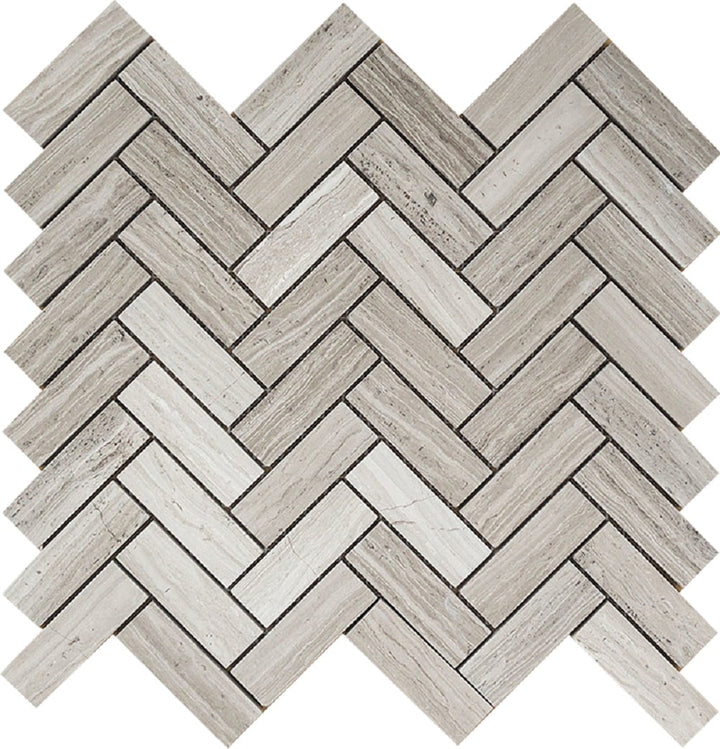 Apollo Tile Desert Hills Wooden Gray 12-in x 13-in Polished Natural Stone Marble Herringbone Patterned Floor and Wall Tile (5.28-sq. ft/ Carton)
