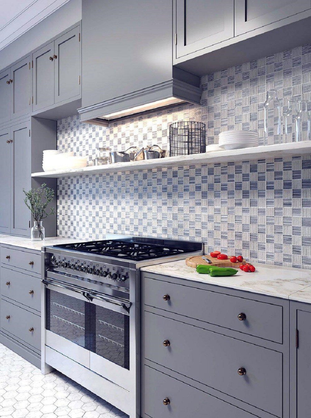 Apollo Tile (Sample) Floor and Wall Tile Gray and White 4-in x 4-in Polished Marble Linear Patterned Floor and Wall Tile