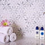 Apollo Tile (Sample) Floor and Wall Tile Gray and White 4-in x 4-in Polished Marble Mixed Pattern Patterned Floor and Wall Tile