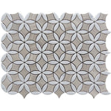 Apollo Tile (Sample) Floor and Wall Tile White and Beige 4-in x 4-in Polished Marble Pinwheel Patterned Floor and Wall Tile