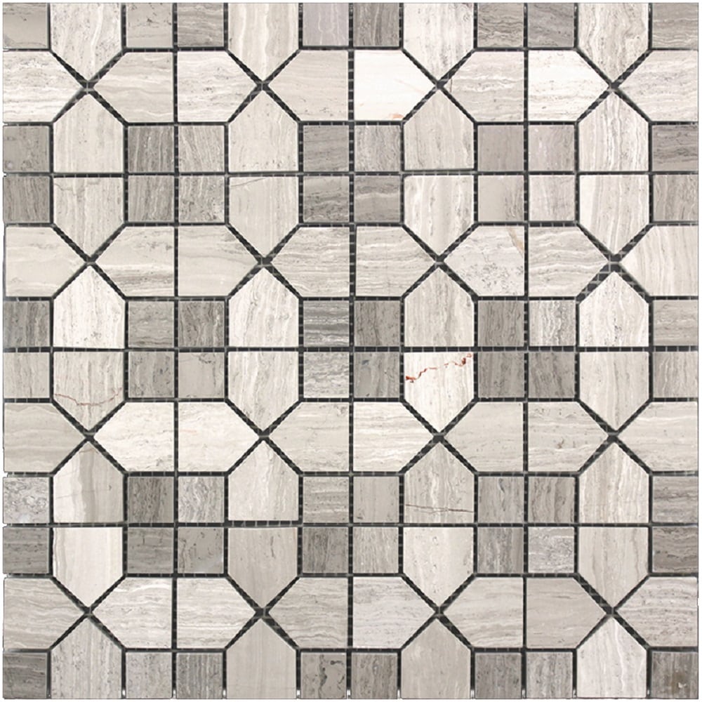 Apollo Tile Desert Hills Gray 12-in x 12-in Polished Natural Stone Marble Mixed Pattern Patterned Floor and Wall Tile (5-sq. ft/ Carton)