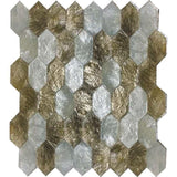 Apollo Tile (Sample) Wall White and Gold Natural Shell 4-in x 4-in Polished Marble Honeycomb Patterned Wall Tile