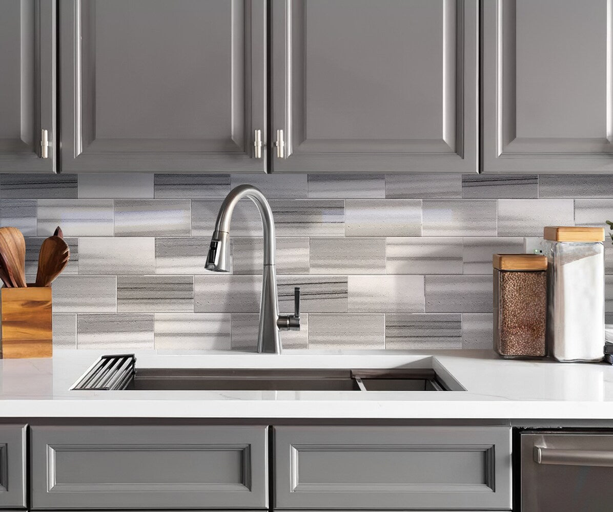 Apollo Tile (Sample) Floor and Wall Tile Gray 3-in x 6-in Polished Marble Subway Floor and Wall Tile