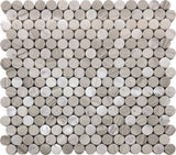 Apollo Tile (Sample) Floor and Wall Tile Gray and White 4-in x 4-in Polished Marble Penny Round Patterned Floor and Wall Tile