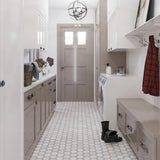 Apollo Tile (Sample) Floor and Wall Tile Wooden Gray and White 4-in x 4-in Polished Marble Honeycomb Patterned Floor and Wall Tile