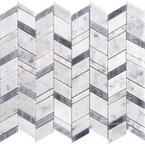 Apollo Tile (Sample) Floor and Wall Tile Gray and White 4-in x 4-in Polished Marble Herringbone Patterned Floor and Wall Tile