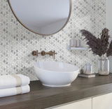 Apollo Tile (Sample) Floor and Wall Tile Gray and White 4-in x 4-in Polished Marble Pinwheel Patterned Floor and Wall Tile