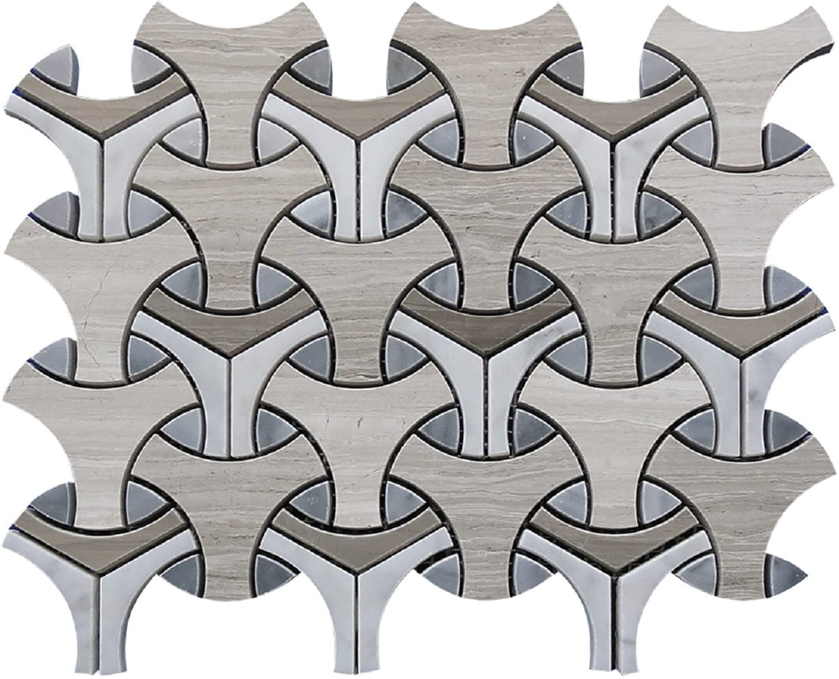 Apollo Tile (Sample) Floor and Wall Tile Beige, White and Gray 4-in x 4-in Polished Marble Mixed Pattern Patterned Floor and Wall Tile