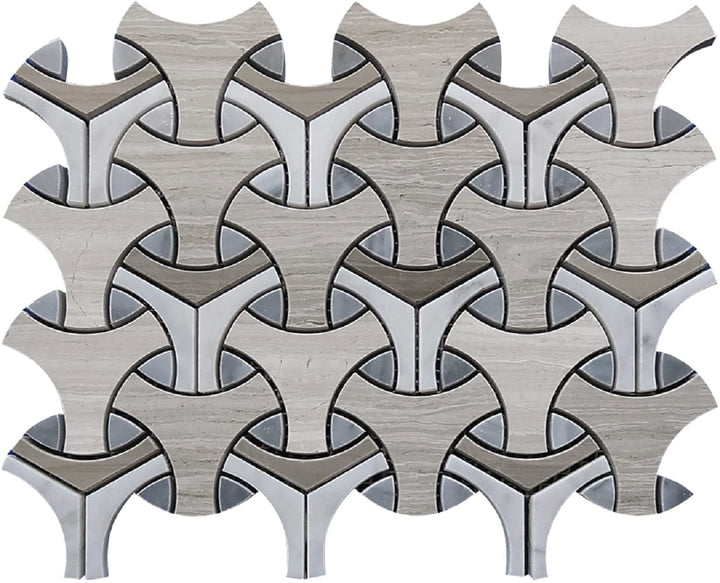 Apollo Tile (Sample) Floor and Wall Tile Beige, White and Gray 4-in x 4-in Polished Marble Mixed Pattern Patterned Floor and Wall Tile