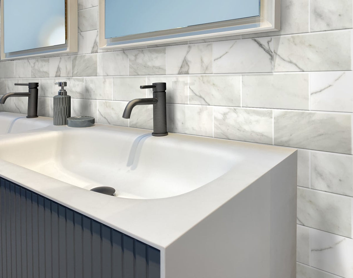 Apollo Tile (Sample) Floor and Wall Tile White 3-in x 6-in Honed Marble Subway Floor and Wall Tile