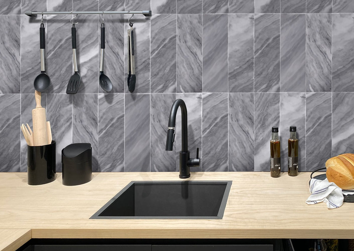 Apollo Tile (Sample) Floor and Wall Tile Gray 4-in x 4-in Polished Marble Subway Floor and Wall Tile