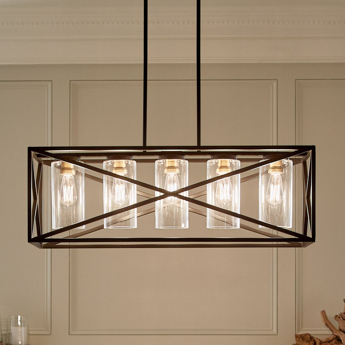 Kichler Moorgate 5-Light Black Farmhouse Cage Chandelier