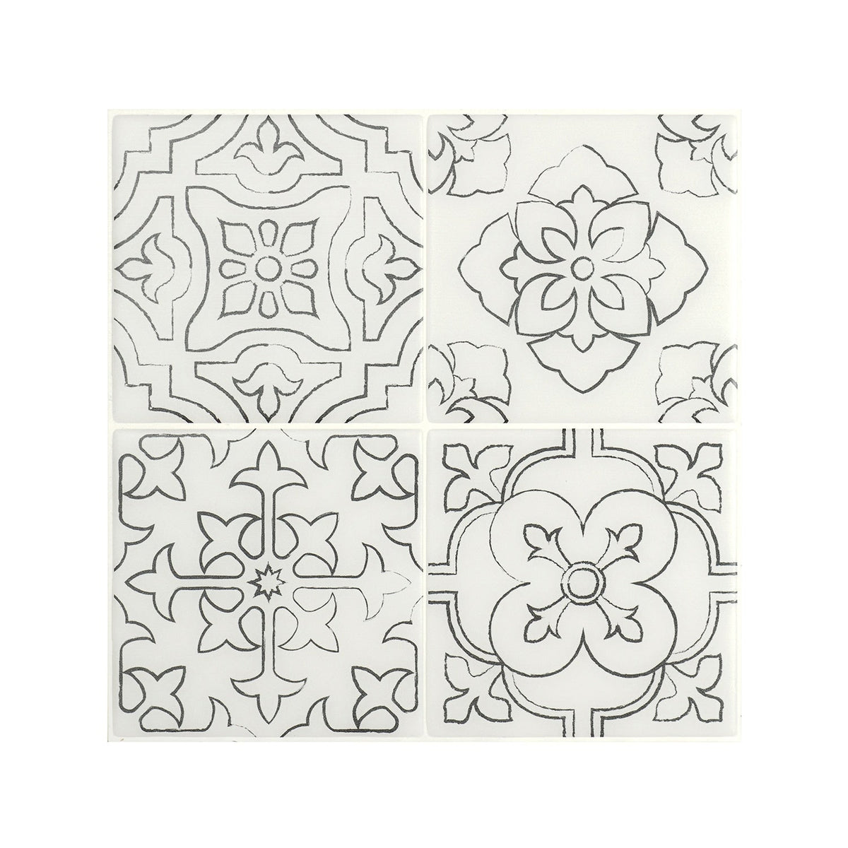 Smart Tiles Vintage Giotto Black and White 9-in x 9-in Matte Resin Patterned Multi-shaped Peel and stick Wall Tile product image