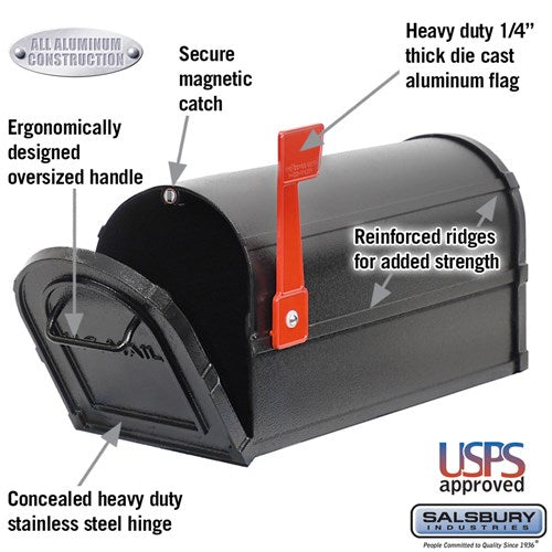 Heavy Duty Rural Mailbox - Black
