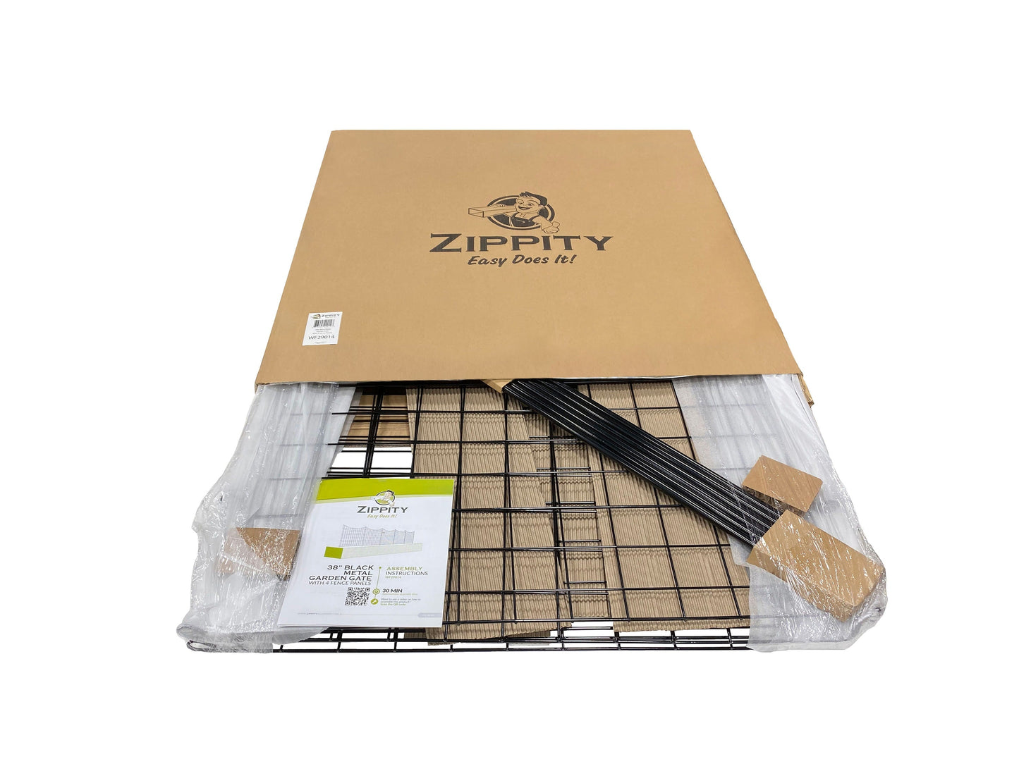 Zippity Outdoor Products 1 Gate 4 Panels 3-ft H x 3-ft W Black Galvanized Iron Scallop No Dig Garden Fence Gate Kit
