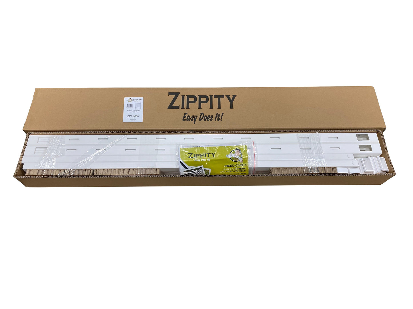 Zippity Outdoor Products Burbank 2 Panels 3.5-ft H x 3.5-ft W White Privacy Vinyl Flat-top Fence Panel (Unassembled)