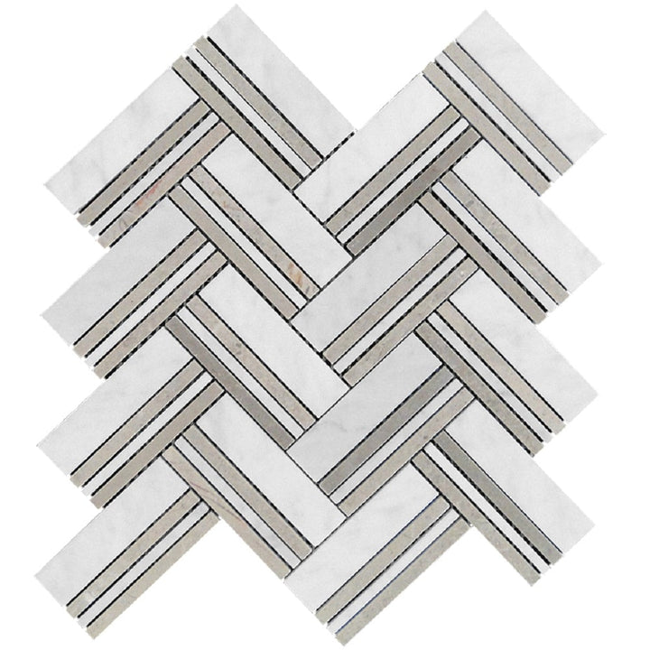 Apollo Tile Heritage Beige 12-in x 12-in Polished Natural Stone Marble Herringbone Floor and Wall Tile (4.71-sq. ft/ Carton)