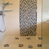 Apollo Tile (Sample) Mini Square Beige and Brown 4-in x 4-in Glossy Glass/Metal/Stone Marble Floor and Wall Tile