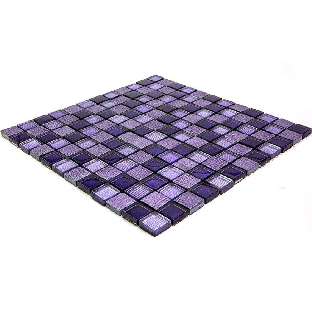 Apollo Tile Phoenix Purple and Blue Mini Squares 12-in x 12-in Polished Glass, Stone Marble Uniform Squares Wall Tile (4.83-sq. ft/ Carton)