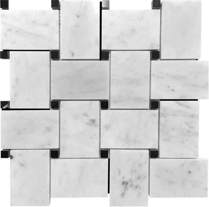 Apollo Tile Heritage White 12-in x 12-in Polished Natural Stone Marble Basketweave Floor and Wall Tile (4.2-sq. ft/ Carton)