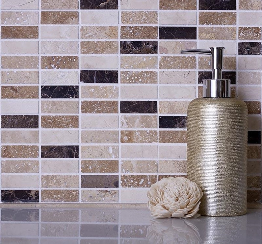 Apollo Tile (Sample) Floor and Wall Tile Emperador Dark, Beige Travertine 4-in x 4-in Polished Marble Floor and Wall Tile