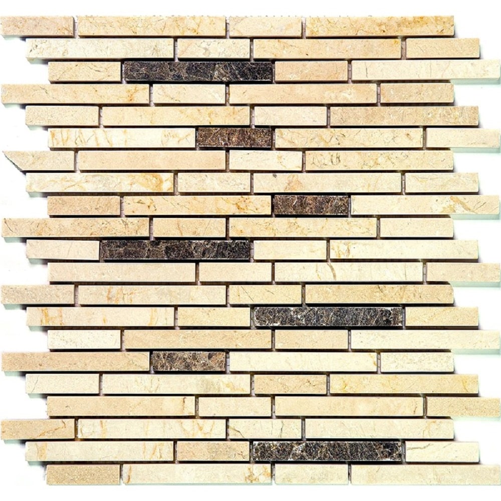 Apollo Tile (Sample) Floor and Wall Tile Crema Marfil, Emperador Dark 4-in x 4-in Polished Marble Floor and Wall Tile