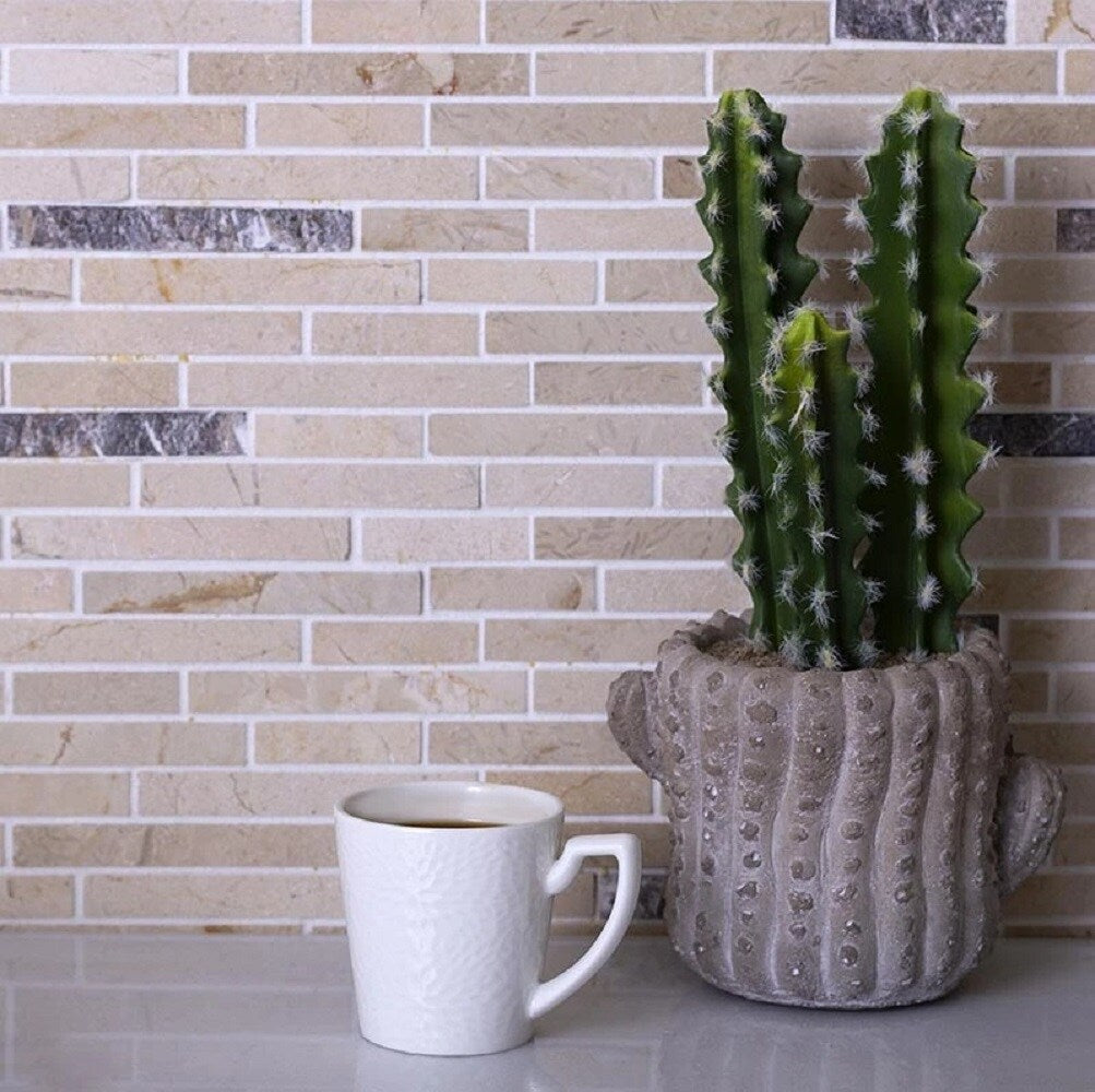 Apollo Tile (Sample) Floor and Wall Tile Crema Marfil, Emperador Dark 4-in x 4-in Polished Marble Floor and Wall Tile