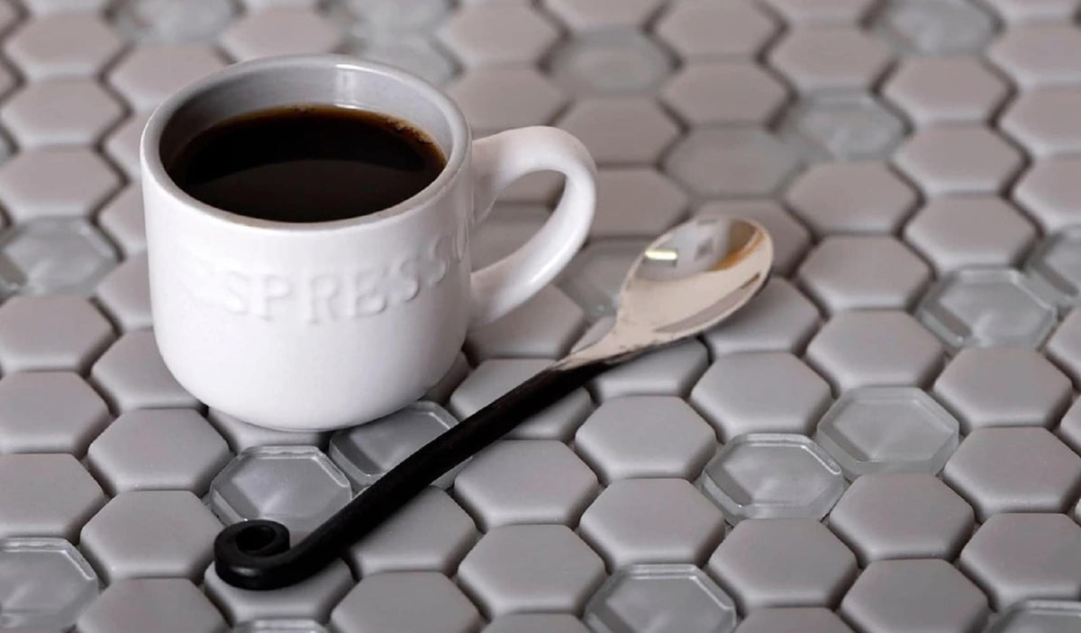 Apollo Tile (Sample) Gray 4-in x 4-in Multi-finish Glass Honeycomb Patterned Floor and Wall Tile