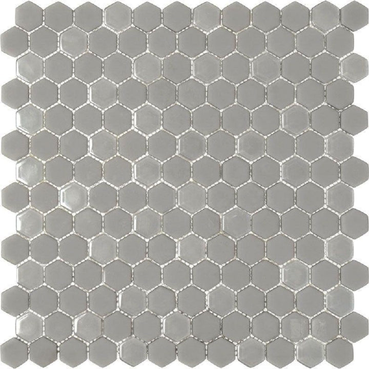 Apollo Tile Alabaster Gray 12-in x 12-in Multi-finish Recycled Glass Hexagon Patterned Floor and Wall Tile (4.92-sq. ft/ Carton)
