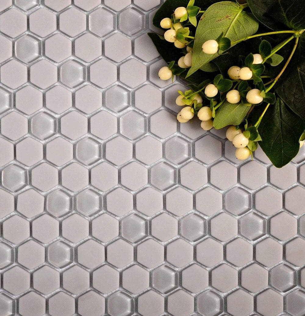 Apollo Tile (Sample) Gray 4-in x 4-in Multi-finish Glass Honeycomb Patterned Floor and Wall Tile