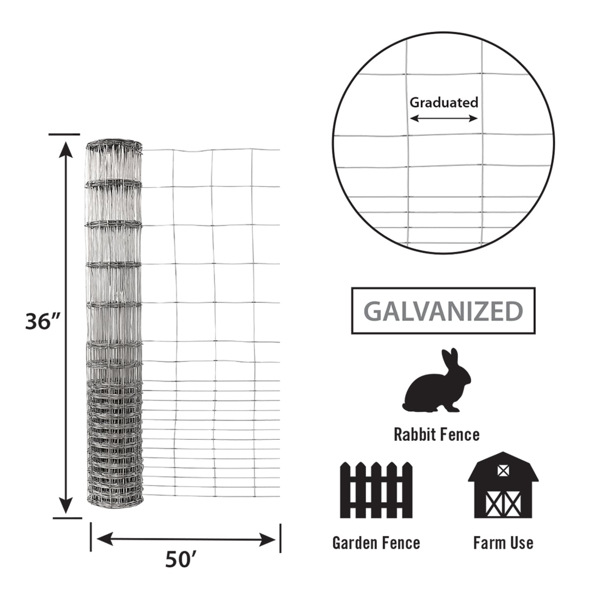 Garden Craft 50-Ft x 4-Ft Gray Steel Welded Wire Rolled Fencing