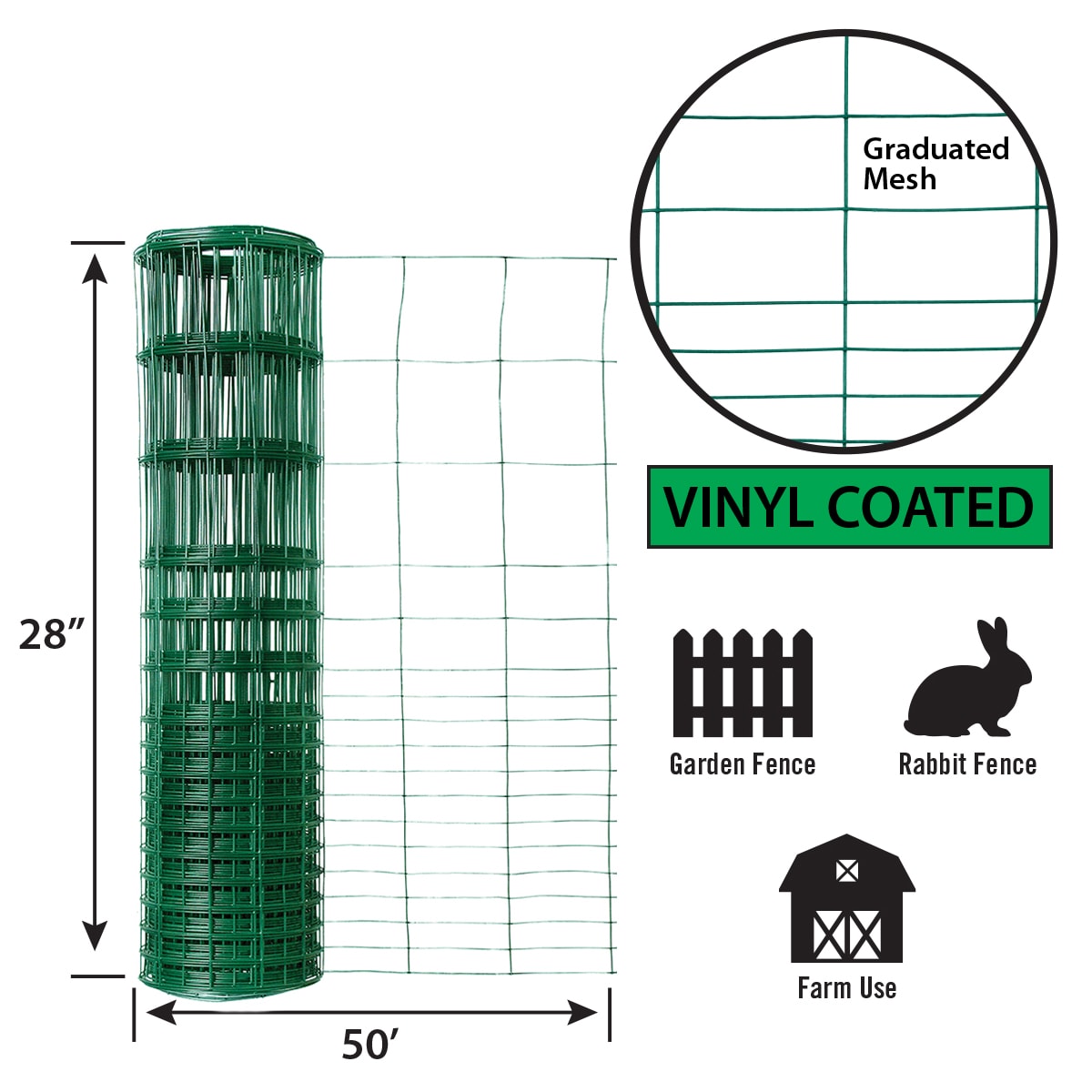 Garden Craft 50-ft x 2.3-ft Green PVC Coated Welded Wire Fencing