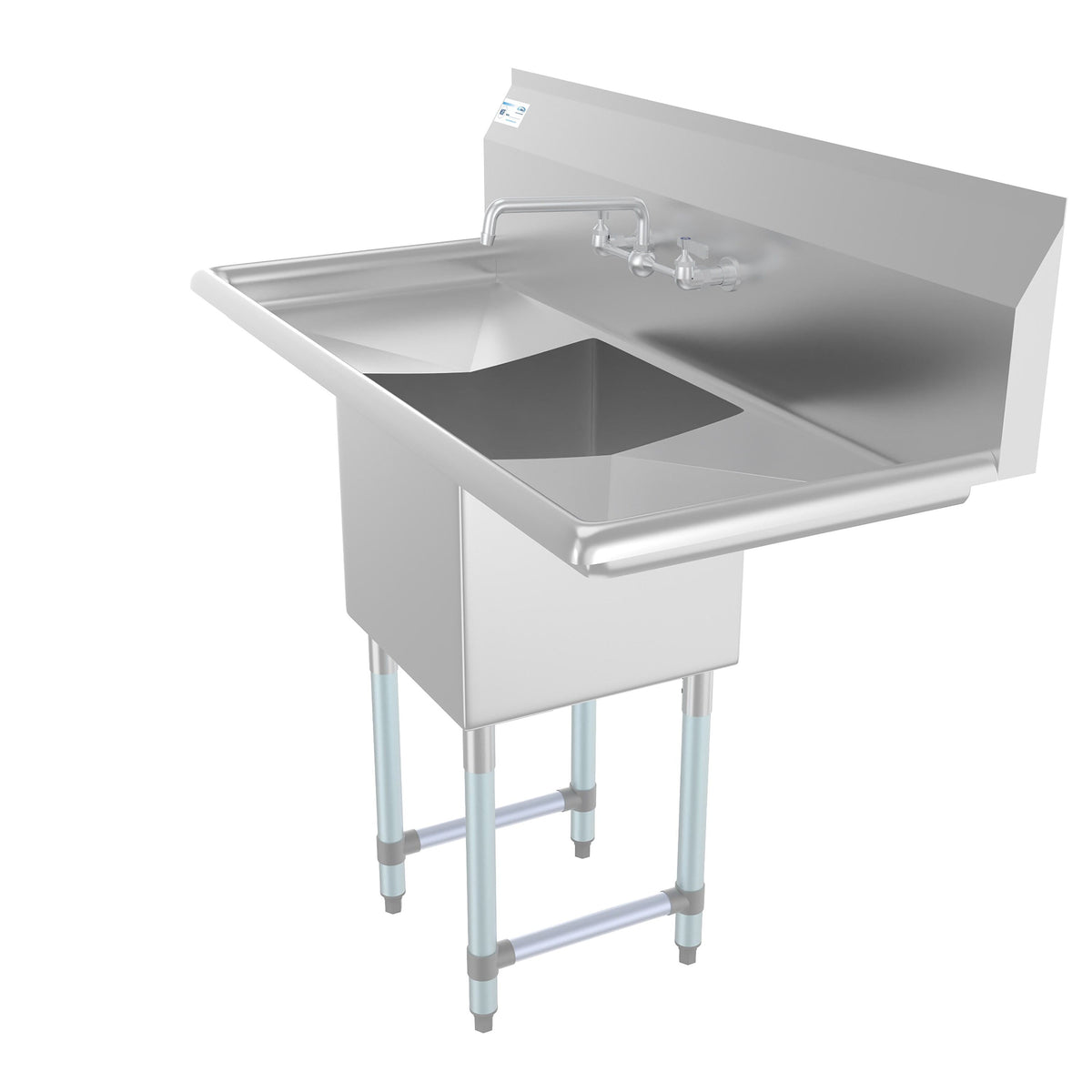 KoolMore Stainless Steel 1-Basin Freestanding Utility Tub with Faucet