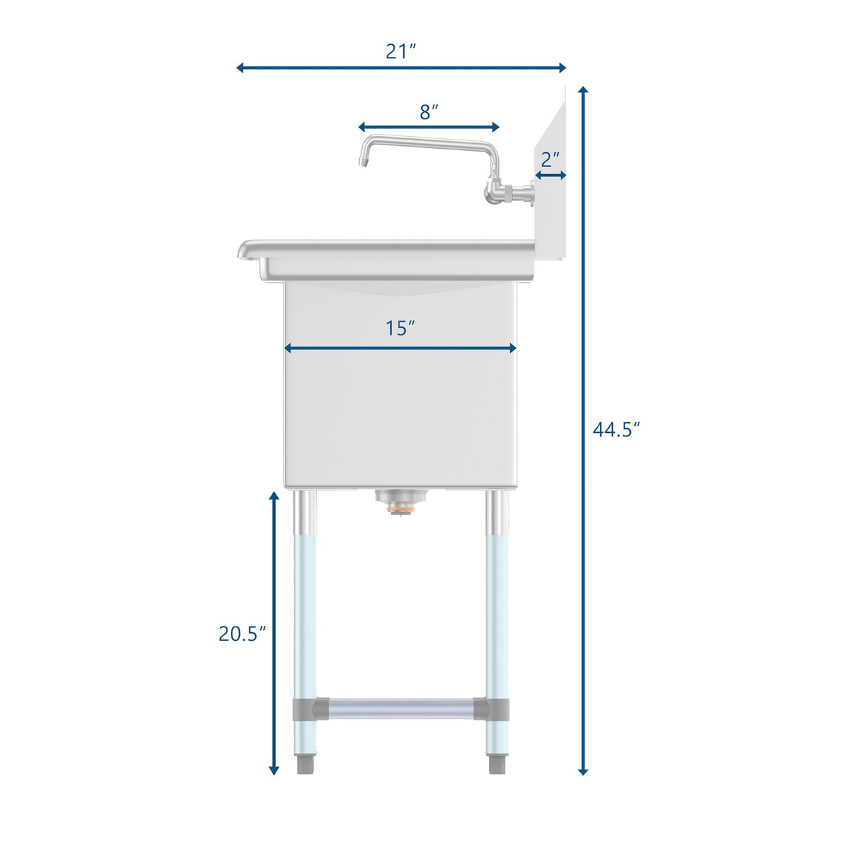 KoolMore Stainless Steel 1-Basin Freestanding Utility Tub with Faucet