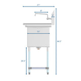KoolMore Stainless Steel 1-Basin Freestanding Utility Tub with Faucet