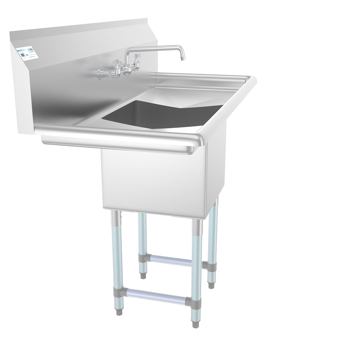 KoolMore Stainless Steel Freestanding Utility Tub with Drain and Faucet