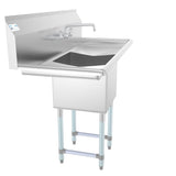 KoolMore Stainless Steel 1-Basin Freestanding Utility Tub with Faucet