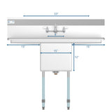 KoolMore Stainless Steel 1-Basin Freestanding Utility Tub with Faucet
