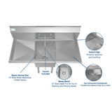 KoolMore Stainless Steel 1-Basin Freestanding Utility Tub with Faucet