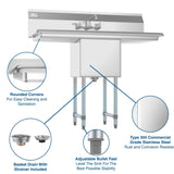KoolMore Stainless Steel 1-Basin Freestanding Utility Tub with Faucet