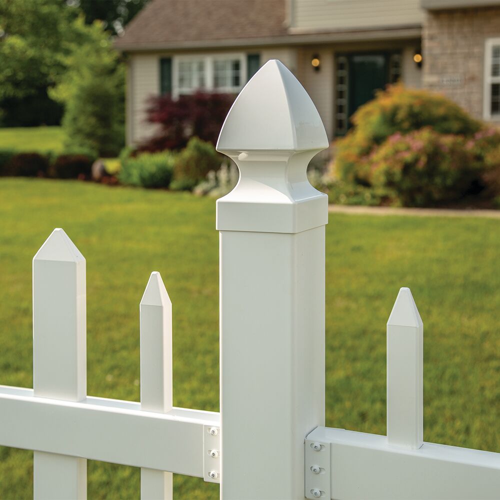 Freedom 4-in W x 4-in L White Vinyl Fence Post Cap- Fits Common Post Measurement: 4-in x 4-in
