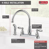 Foundations 2-Handle Standard Kitchen Faucet with Side Sprayer in Chrome - Super Arbor