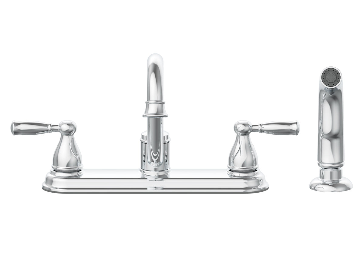 Project Source Brice Chrome 2-Handle Deck-Mount Low-Arc Kitchen Faucet with Side Sprayer and Deck Plate