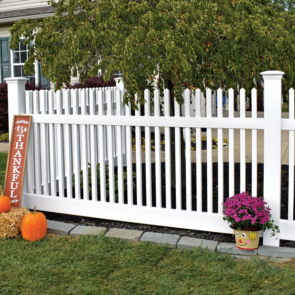 Freedom Keswick 4-ft H x 8-ft W White Vinyl Fence Panel (Unassembled)